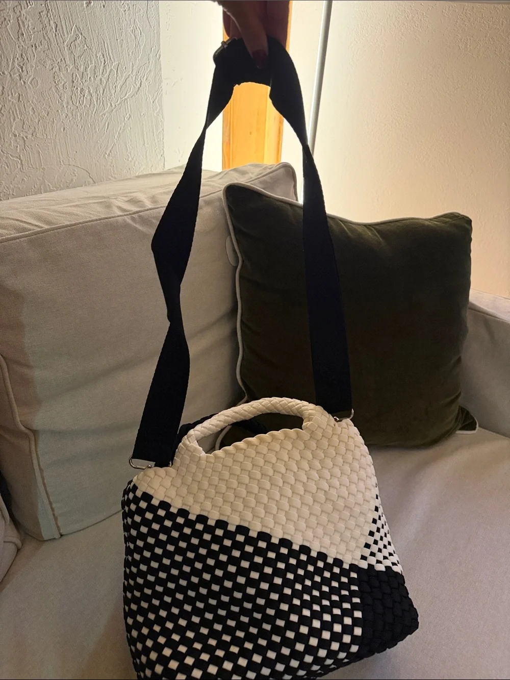 Nordstrom Black and White Woven Tote